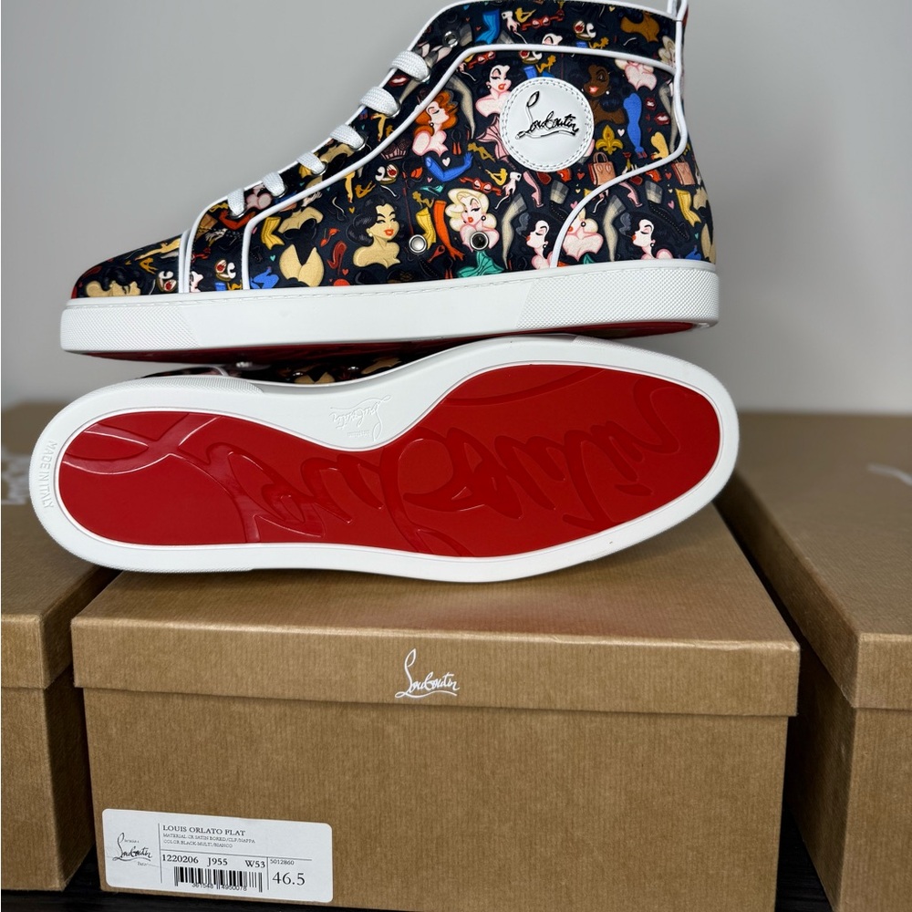 Authentic Christian Louboutin Louis Orlato Flat Crepe Satin Multicolour LimitedE